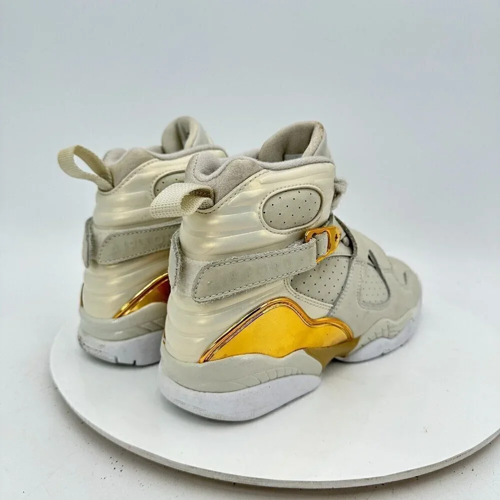 Nike Air Jordan 8 Retro Big Trophy Youth Sz 4.5Y Women 6 833378-030 White Shoes